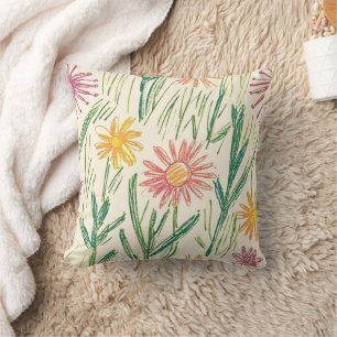 Vintage-Wildblumen-Skizze (10) Kissen