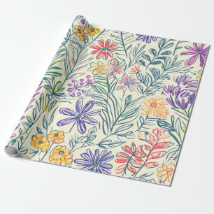 Vintage-Wildblumen-Skizze (2) Geschenkpapier
