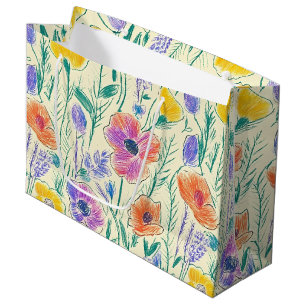 Vintage-Wildblumen-Skizze (6) Große Geschenktüte