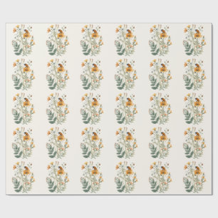 Vintage Wildblumen und Marienkäfer Botanischer Was Geschenkpapier