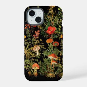 Vintage-Wildblumen-Wald-Pilze iPhone 15 Hülle