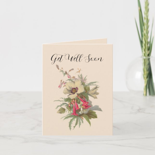 Vintage Wildblumen werden bald gut Karte (Vorderseite)