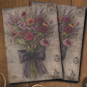 Vintage-Wildblumenstrauß-Ephemeren-Decoupage Seidenpapier