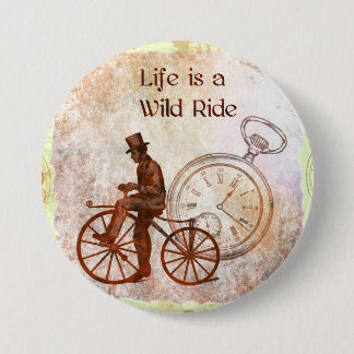 Vintage wilde FahrtSteampunk Fahrrad-Collage Button