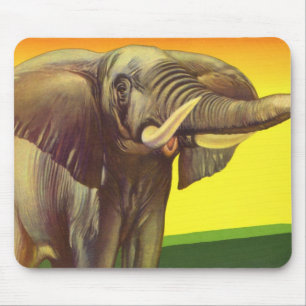 Vintage Wilde Tiere, Afrikanischer Elefant mit Son Mousepad