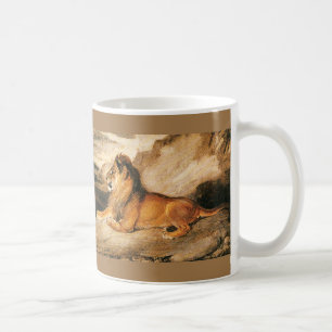 Vintage Wilde Tiere, Afrikanischer Löwe in der Sav Kaffeetasse