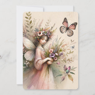Vintage-Wildflower-Fee und Schmetterling Feiertagskarte