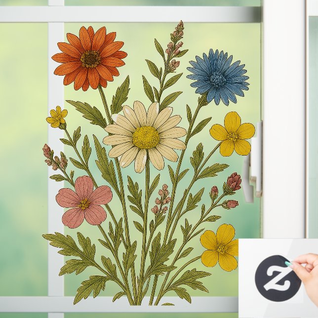 Vintage Wildflower Fensteraufkleber (Zuhause)