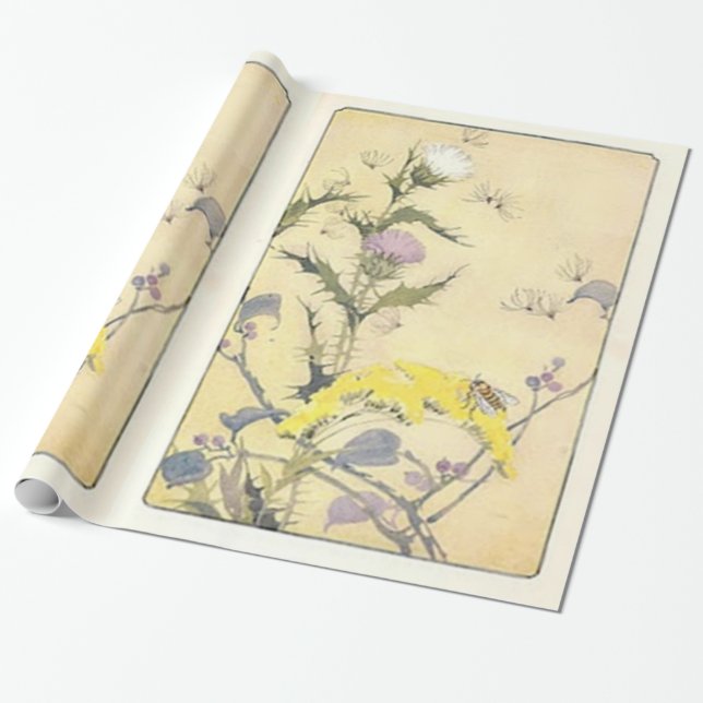Vintage Wildflower Löwenzahn Geschenkpapier (Ungerollt)