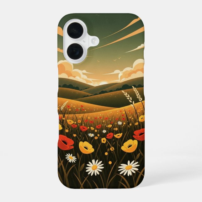 Vintage Wildflower Meadow iPhone 16 Hülle (Rückseite)