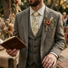 Vintage Wildflower Rustic Vine Pattern Krawatte