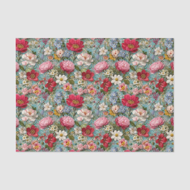 Vintage Wildflowers Decoupage Seidenpapier (Vorderseite)