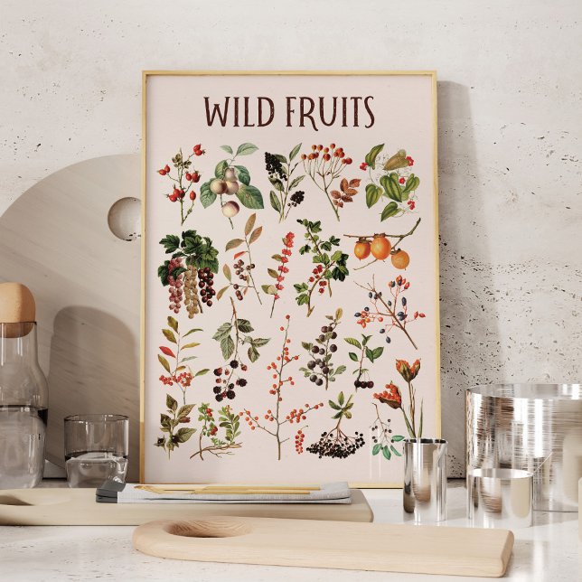 Vintage Wildfrüchte-Kulturdenkmäler Poster (In situ kitchen table)
