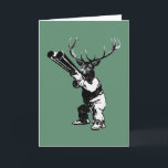 Vintage Wildjagdkarte Feiertagskarte<br><div class="desc">Vintage Jagdgeschenke für Hirsche. Ein Hirschjäger mit einer lustigen Drehung.</div>