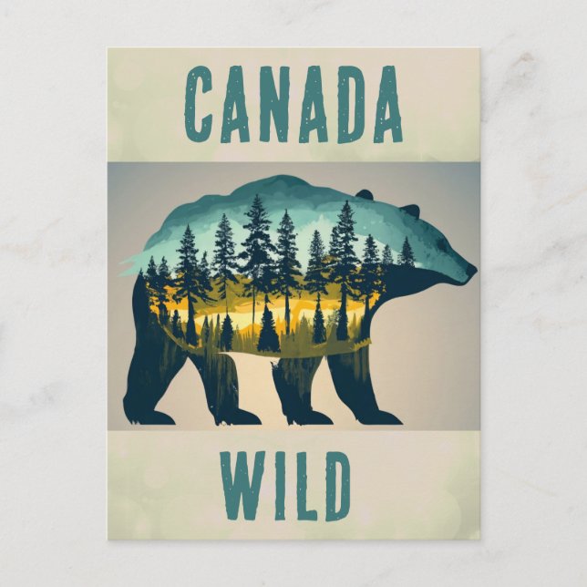 Vintage Wildkanadische Bärenreise Postkarte (Vorderseite)