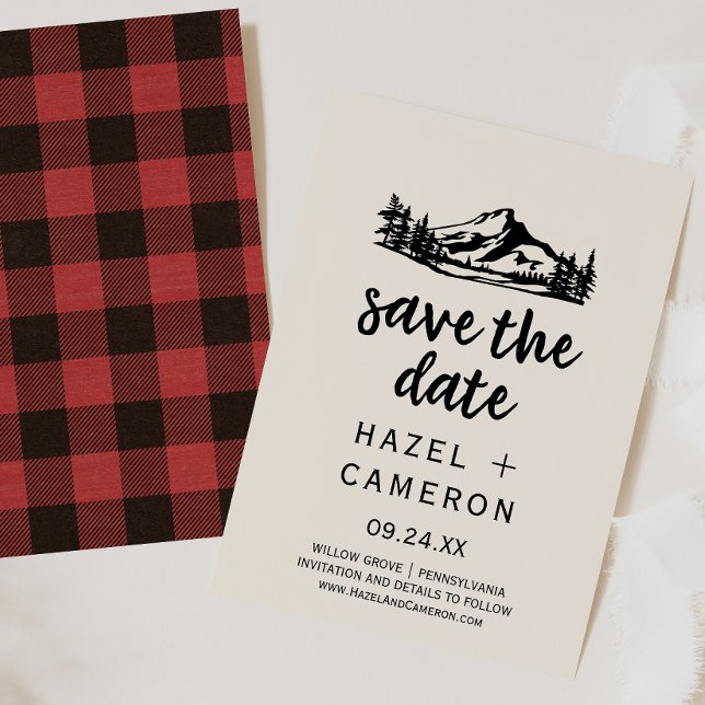 Vintage Wildnis | Karierte Save the Date Karte (Von Creator hochgeladen)