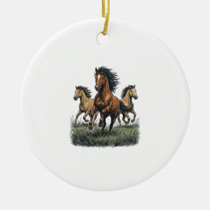 Vintage Wildpferde Laufende Western-Vektor-Shirt_1 Keramik Ornament