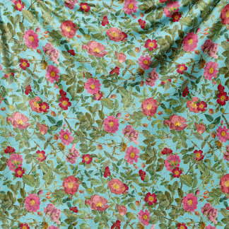 Vintage-Wildrosen-Plüschdecke in Himmelblau Fleecedecke
