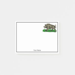 Vintage-Wildschwein-Zeichnung SW #3C Post-it Klebezettel