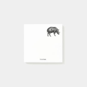 Vintage-Wildschwein-Zeichnung SW Post-it Klebezettel