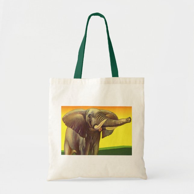 Vintage Wildtiere, afrikanischer Elefant mit Sonne Tragetasche (Vorne)