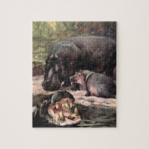 Vintage-Wildtiere, Nilpferd von CE Swan