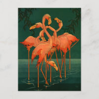 Vintage Wildtiere, tropisch rosa Flamingos