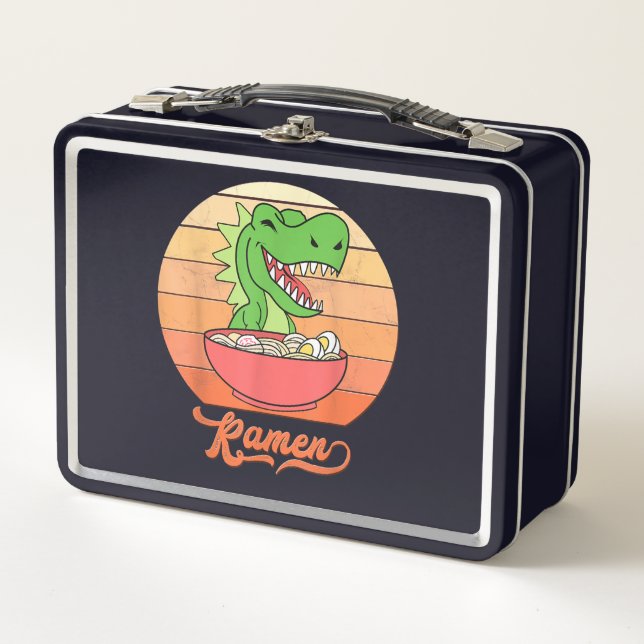 Vintage Wildtierwälder Dinosaurier Metall Brotdose (Vorderseite)