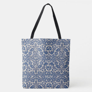 Vintage William Morris Blumenmuster Blau Weiß Tasche