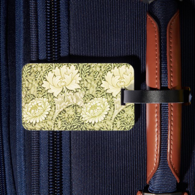 Vintage-William-Morris-Chrysanthemen-Muster Gepäckanhänger (Rückseite Insitu 2)