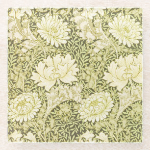 Vintage-William-Morris-Chrysanthemen-Muster Glasuntersetzer
