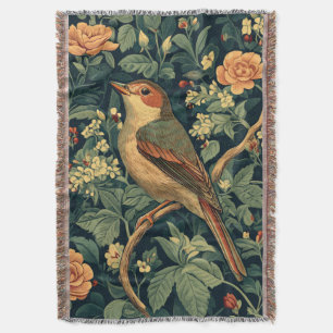 Vintage-William-Morris-Cottage-Core-Vogel Decke