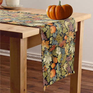 Vintage William Morris Herbstkürbisse Blätter Mittelgroßer Tischläufer
