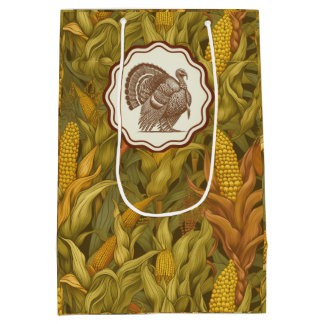 Vintage William Morris Herbstmais und Truthahn Mittlere Geschenktüte