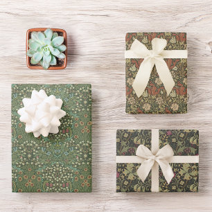 Vintage-William-Morris-Muster Blumengrün Geschenkpapier Set