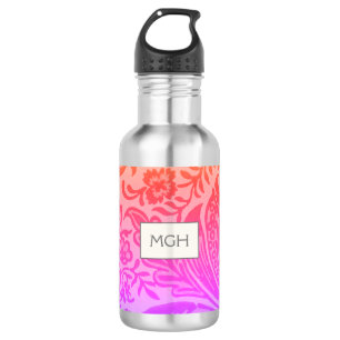 Vintage-William-Morris-Regenbogen-Botanik-Monogram Edelstahlflasche