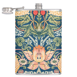 Vintage-William-Morris- 'Strawberry-Thief'-Muster  Flachmann