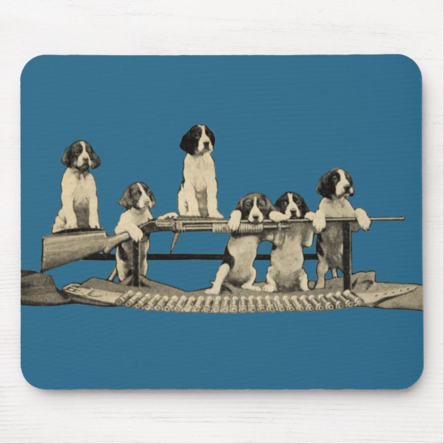 Vintage Winchester-Feuerwaffen-Hundewelpen Mousepad (Vorne)