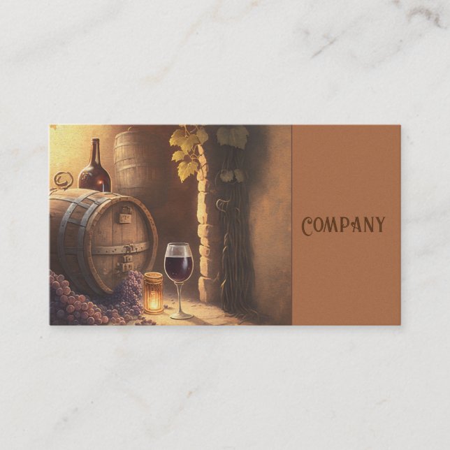 Vintage winery wine glass barrel design visitenkarte (Vorderseite)