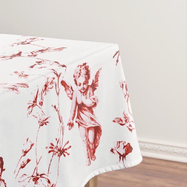 Vintage Winged Cherub Angela Blume Roter Zug Tischdecke (Beispiel)