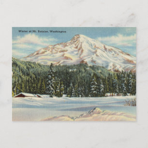 Vintage Winter am Mt. Rainier, Washington Postkarte