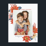 Vintage Winter Botanicals Frohe Weihnachten Foto<br><div class="desc">Frohe Weihnachten! Senden Sie Ihre Weihnachtsgrüße an Familie und Freunde mit dieser individuell gestaltbaren botanischen Weihnachtspostkarte für das Foto. Es ist mit einem Blumenstrauß in Aquarelltönen aus Orange-, Gelb- und Rosa-Blume ausgestattet. Personalisieren Sie diese, indem Sie ein Foto, Namen, Jahr und andere Details hinzufügen. In diesem Winter floralen Foto Weihnachts-Postkarte...</div>
