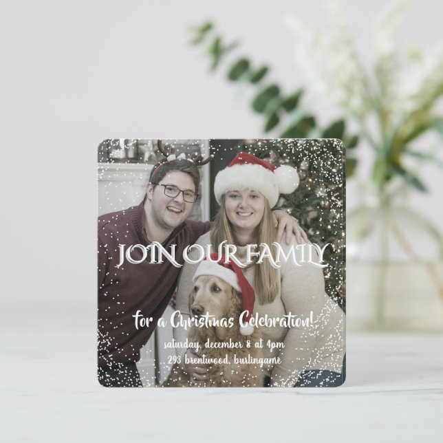 Vintage Winter Christmas Elegance Personalized  Einladung (Stehend Vorderseite)