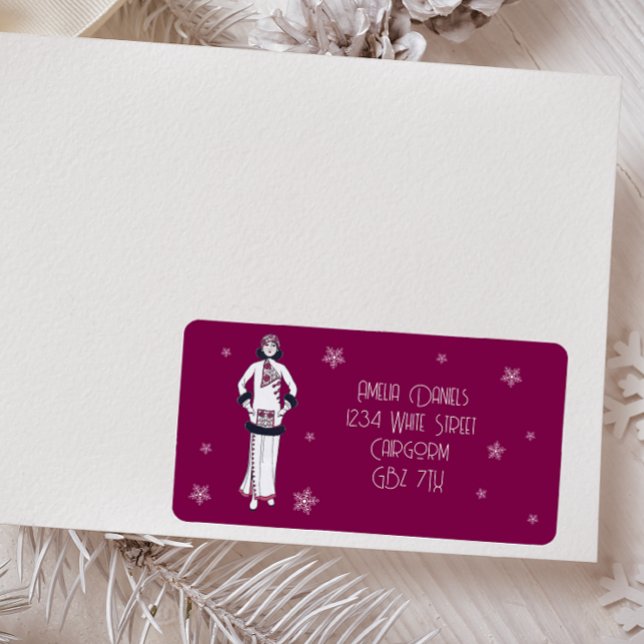 Vintage Winter Fashion  Adressaufkleber (Von Creator hochgeladen)
