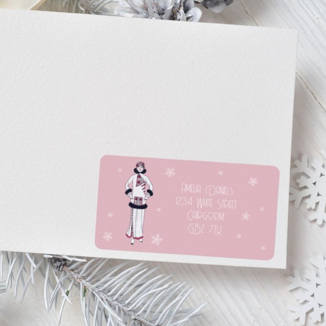 Vintage Winter Fashion  Adressaufkleber (Von Creator hochgeladen)