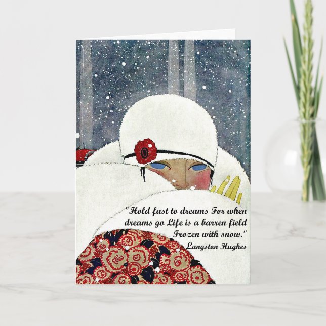 Vintage Winter-Mode Feiertagskarte (Vorderseite)