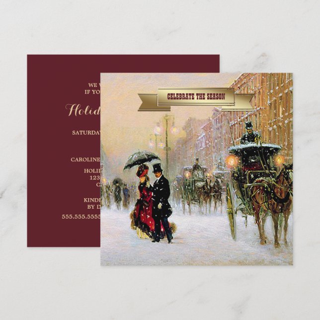 Vintage Winter Pariser Feier Einladung (Vorne/Hinten)