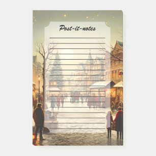 Vintage Winter Schnee Weihnachtsmarkt Stadt Post-it Klebezettel