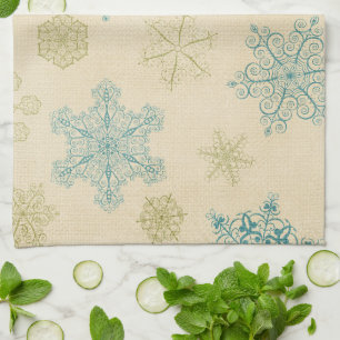 Vintage-Winter-Schneeflocke süße rustikale Schneef Geschirrtuch