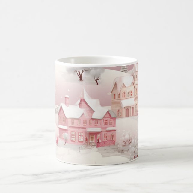 Vintage Winter-Snowy Village Landschaft Kaffeetasse (Mittel)